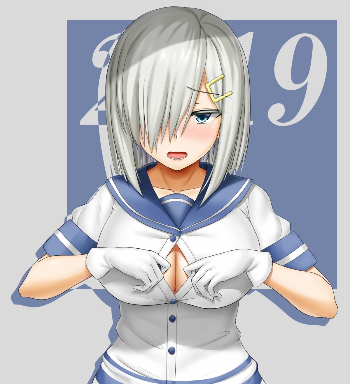 abukobato cleavage hamakaze_(kancolle) kantai_collection no_bra open_shirt seifuku undressing