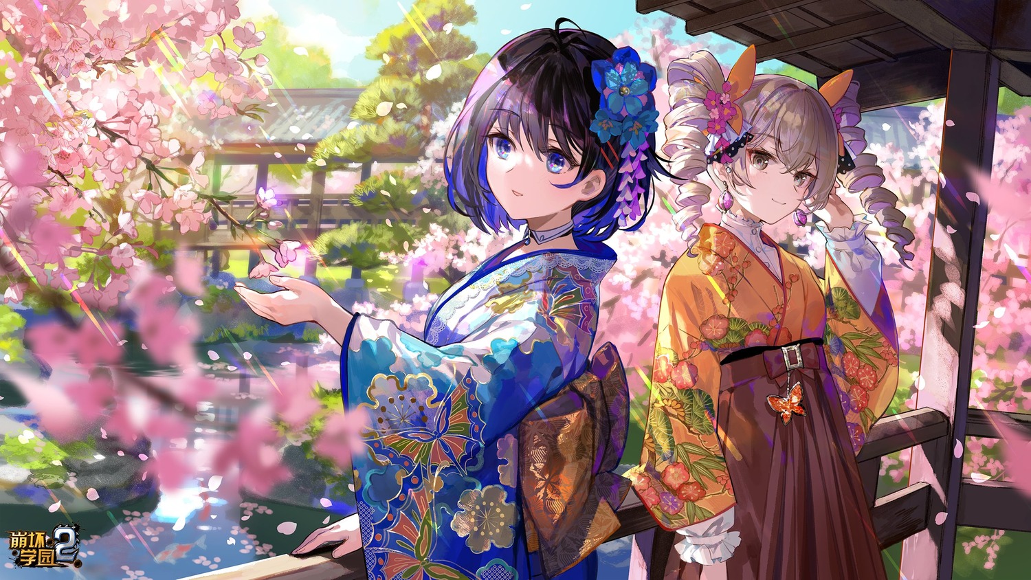 benghuai_xueyuan bronya_zaychik fuzichoko japanese_clothes kimono seele_vollerei wallpaper