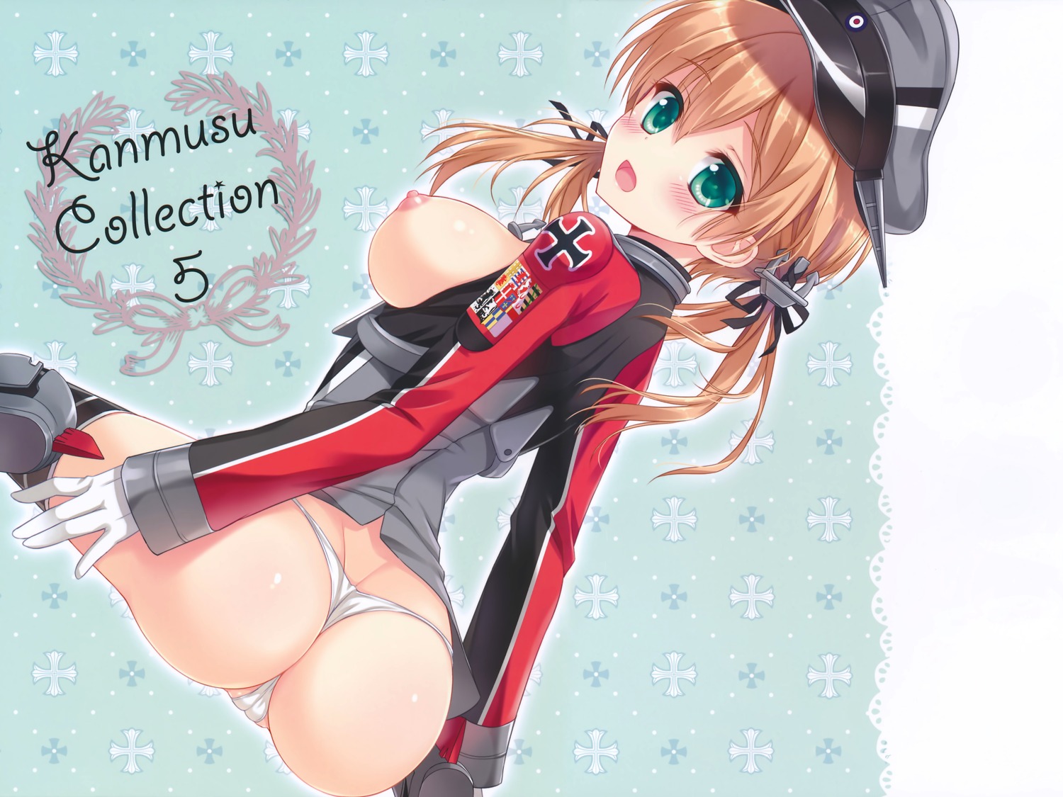 ame_nochi_yuki ameto_yuki ass breasts cameltoe kantai_collection nipples no_bra open_shirt pantsu prinz_eugen_(kancolle) uniform