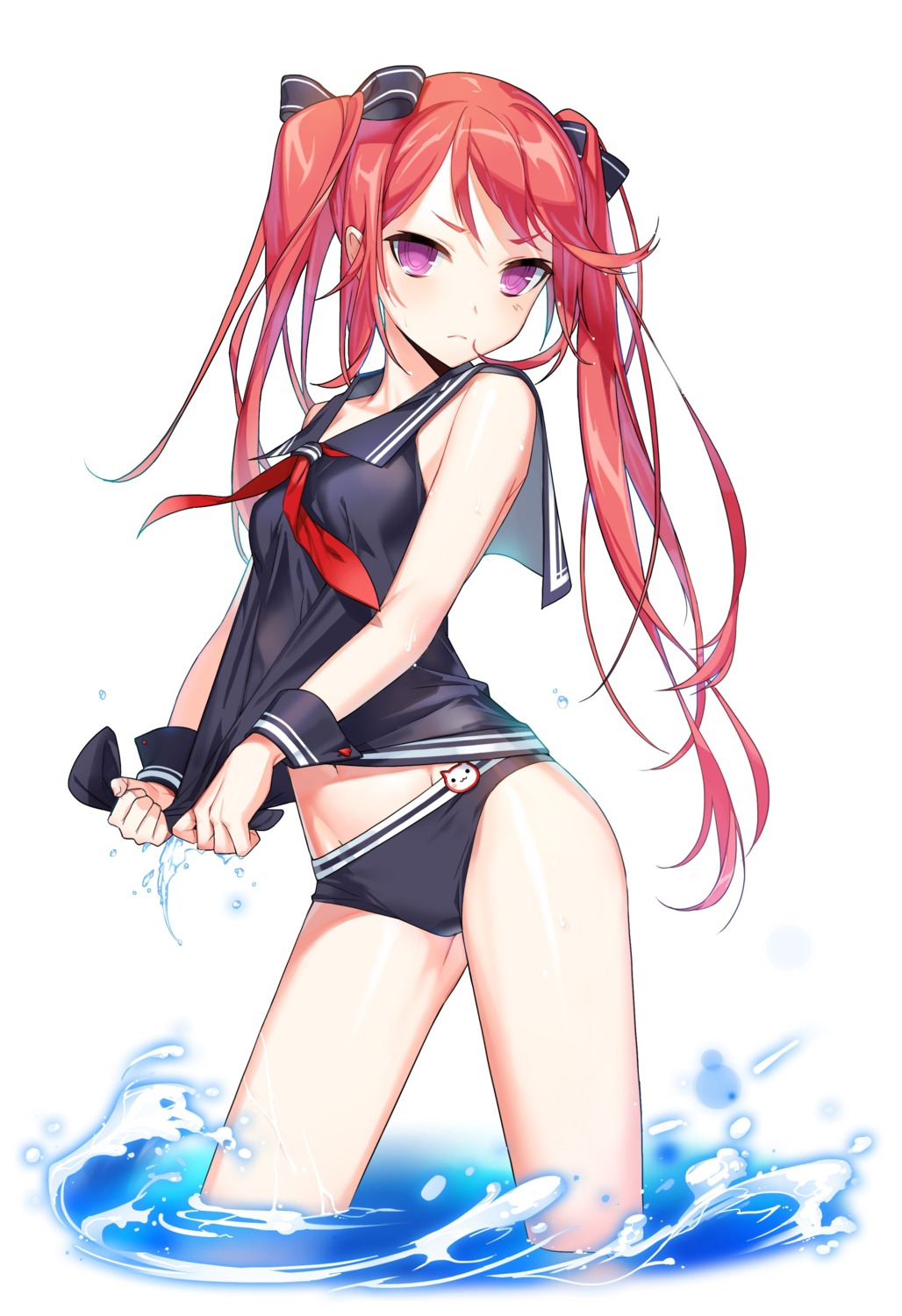 bikini closers luna_aegis see_through seifuku swimsuits tagme wet wet_clothes