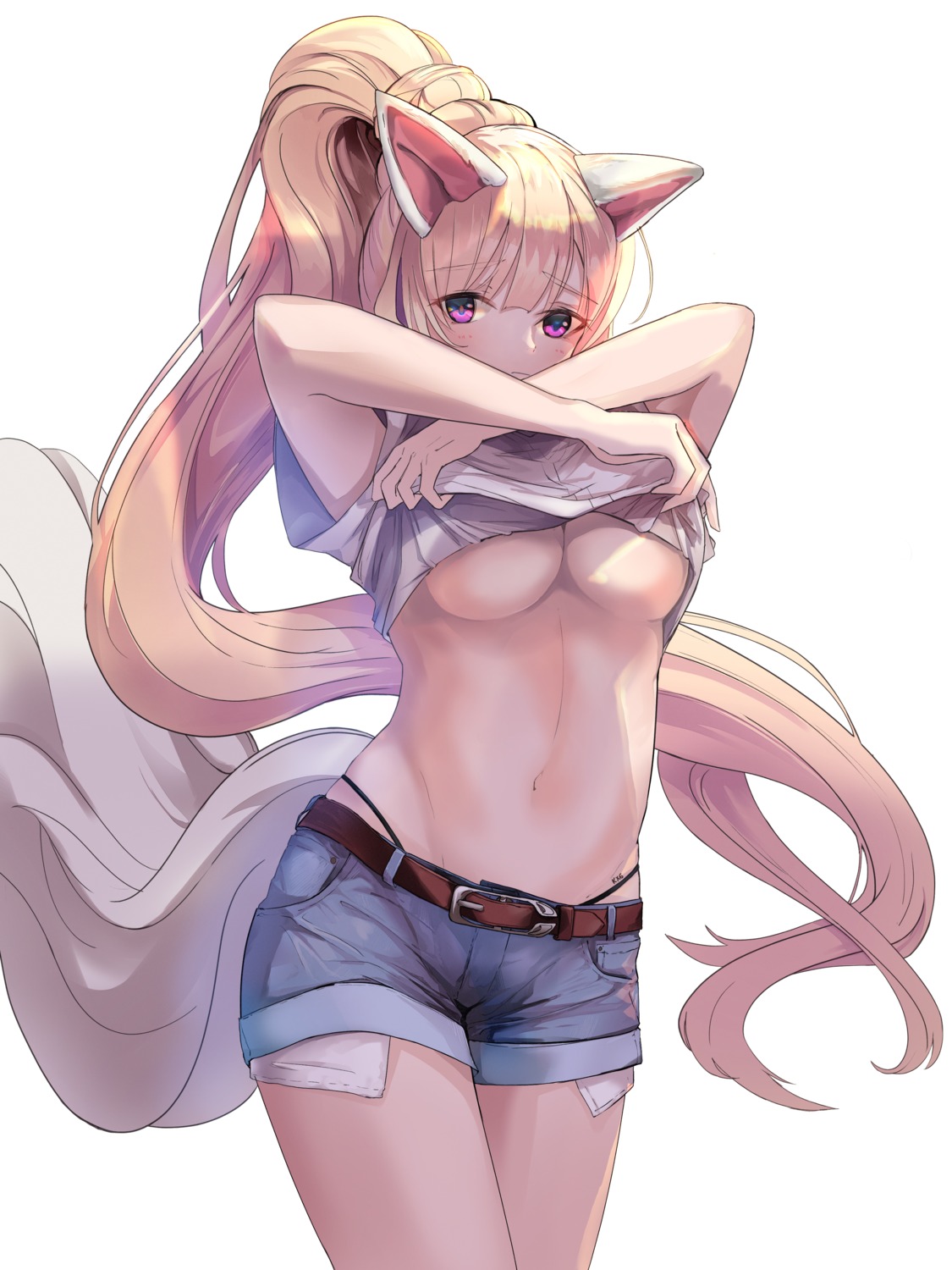 animal_ears blade_&_soul kooemong lyn_(blade_&_soul) no_bra tail underboob undressing