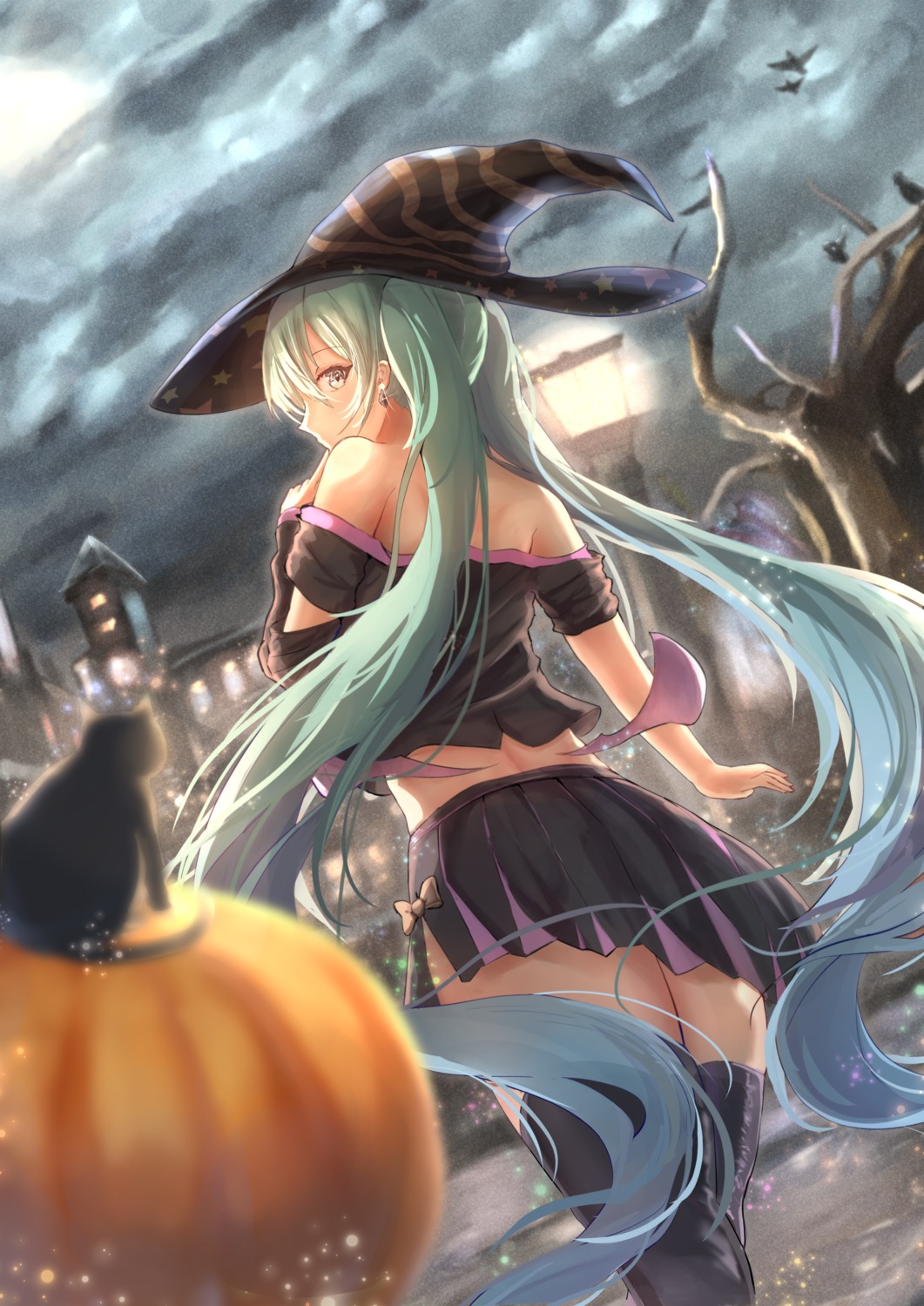 ccharles801 halloween hatsune_miku neko thighhighs vocaloid witch