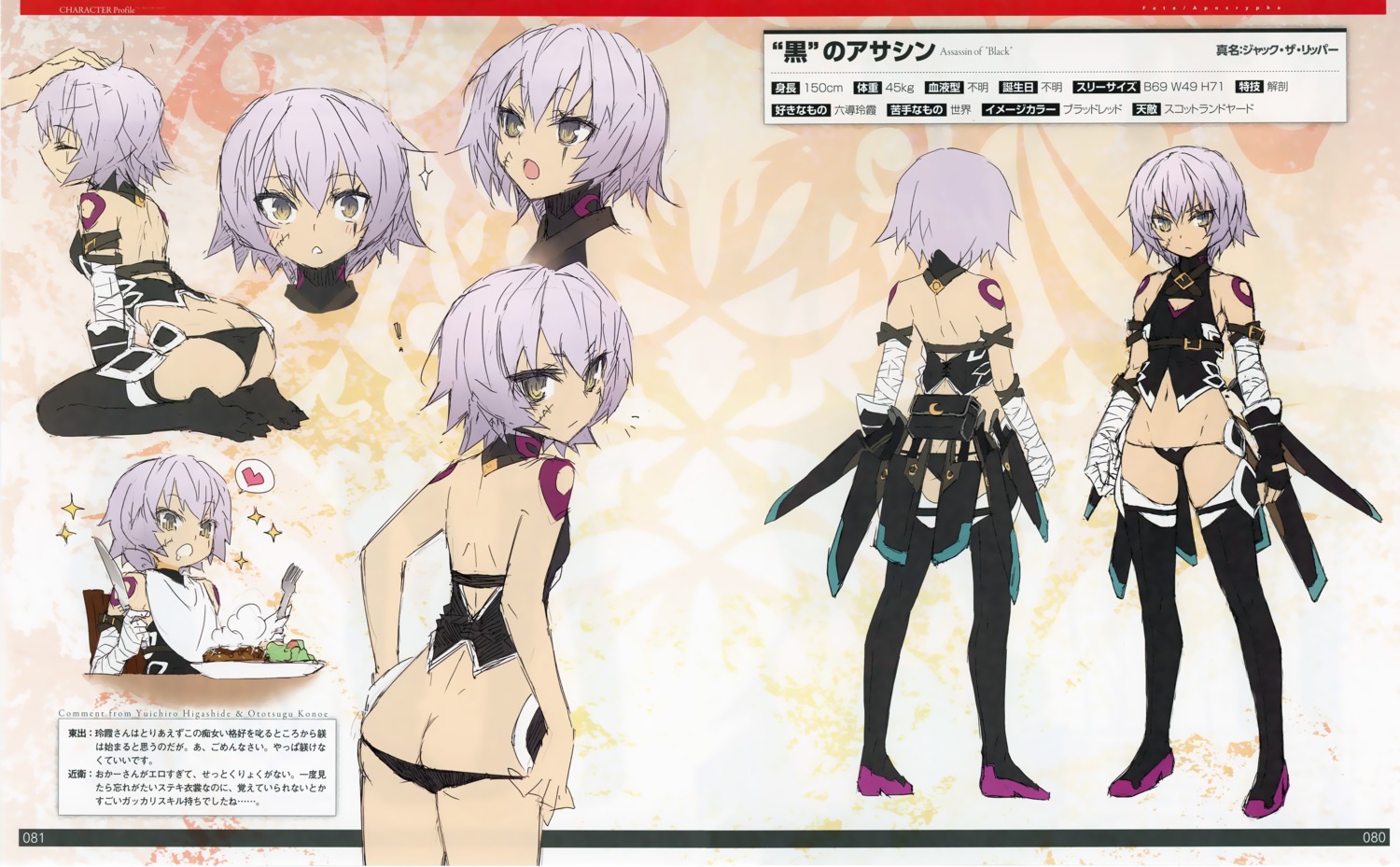 ass bandages character_design fate/apocrypha fate/stay_night heels jack_the_ripper konoe_ototsugu pantsu panty_pull tattoo thighhighs undressing weapon