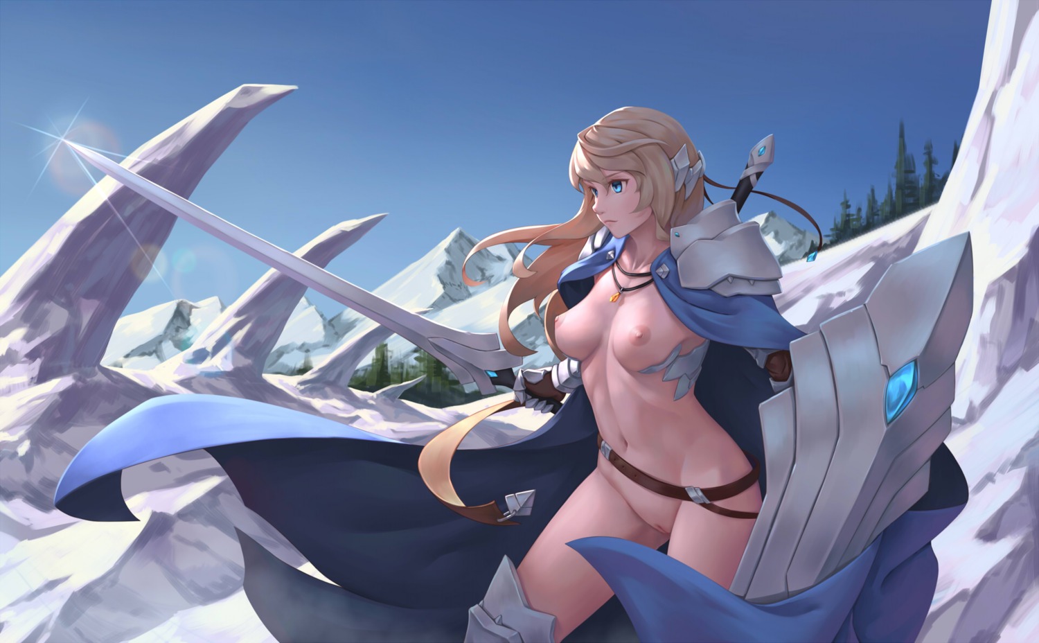 armor bigrbear naked_cape nipples pussy sword uncensored weapon