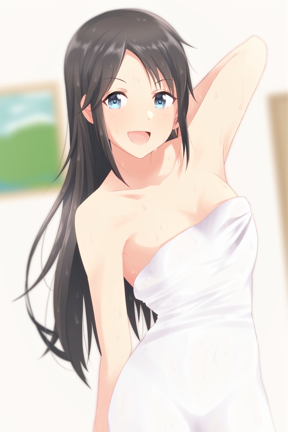mitsumine_yuika taka-chan the_idolm@ster the_idolm@ster_shiny_colors towel wet