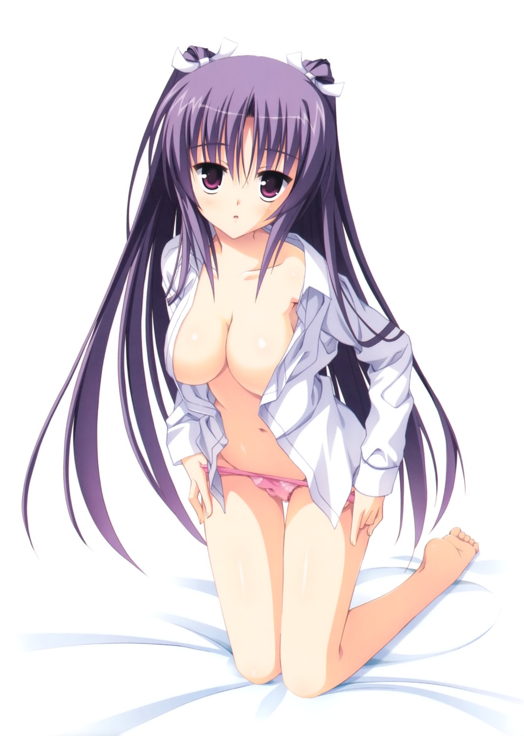 cleavage dress_shirt feet itsukishishihimenomikoto kobuichi no_bra open_shirt pantsu panty_pull tenshinranman undressing yuzu-soft