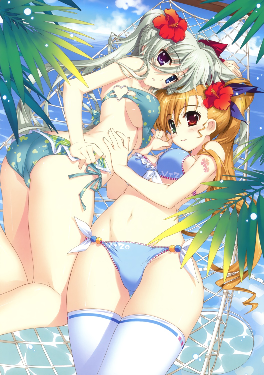 bikini einhart_stratos fujima_takuya heterochromia mahou_shoujo_lyrical_nanoha mahou_shoujo_lyrical_nanoha_vivid swimsuits thighhighs underboob vivio