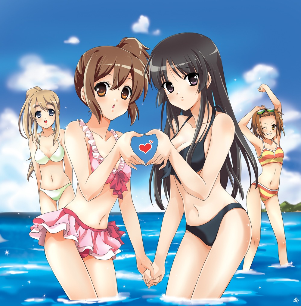 akiyama_mio bikini cleavage hirasawa_yui k-on! kotobuki_tsumugi sugaro swimsuits tainaka_ritsu