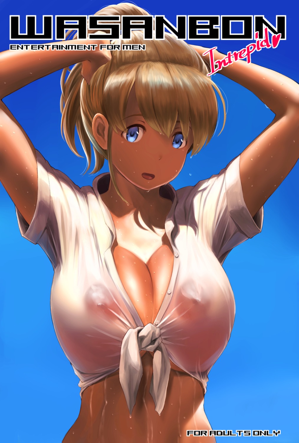 cleavage erect_nipples intrepid_(kancolle) kantai_collection nipples no_bra open_shirt see_through wa_(genryusui) wet wet_clothes