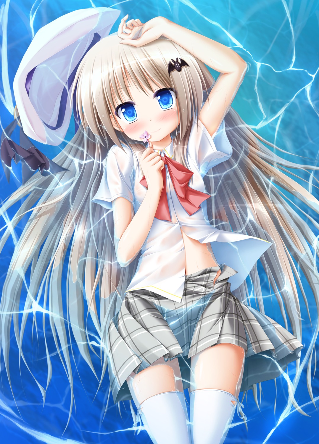 little_busters! mizunoe_kotaru noumi_kudryavka seifuku thighhighs wet_clothes