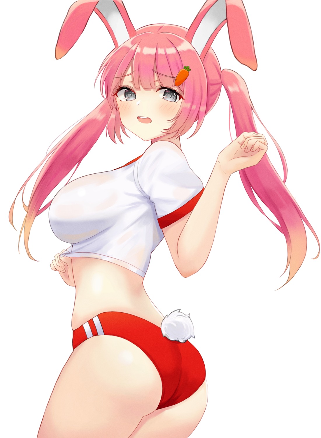 animal_ears ass bunny_ears buruma gym_uniform kano_(wi3028) see_through wet_clothes