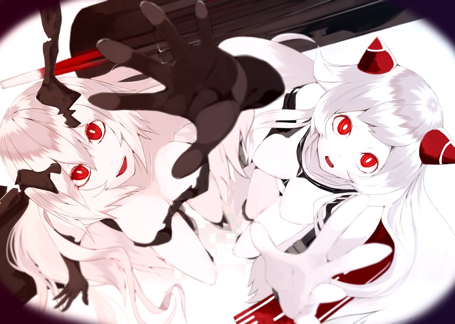 airfield_hime anchorage_hime cleavage horns houmatu_awa kantai_collection