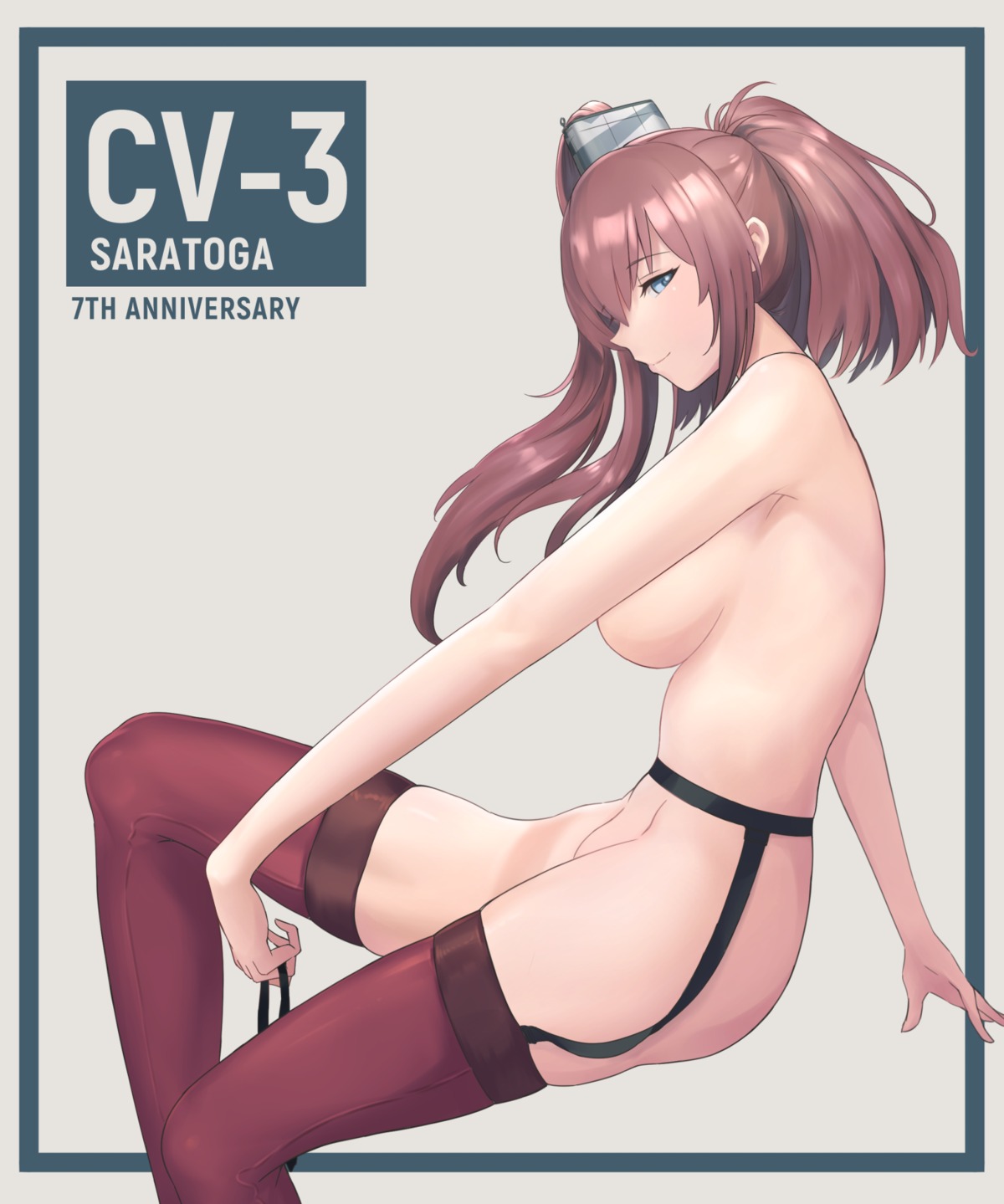 com34t garter_belt kantai_collection naked saratoga_(kancolle) stockings thighhighs