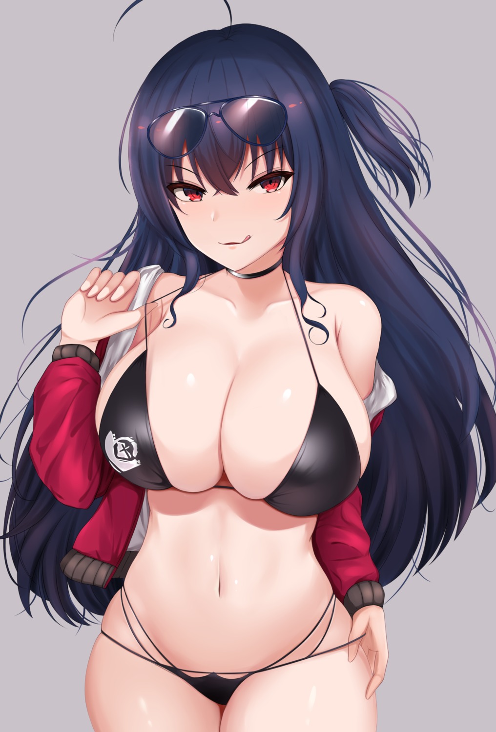 azur_lane bikini cleavage megane open_shirt renetan swimsuits taihou_(azur_lane)