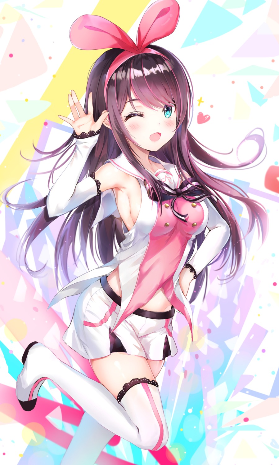 a.i._channel dana_(hapong07) kizuna_ai thighhighs