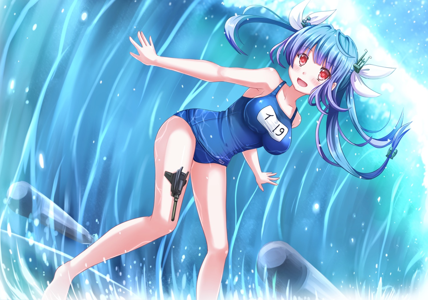 i-19_(kancolle) kantai_collection kazenokaze school_swimsuit swimsuits