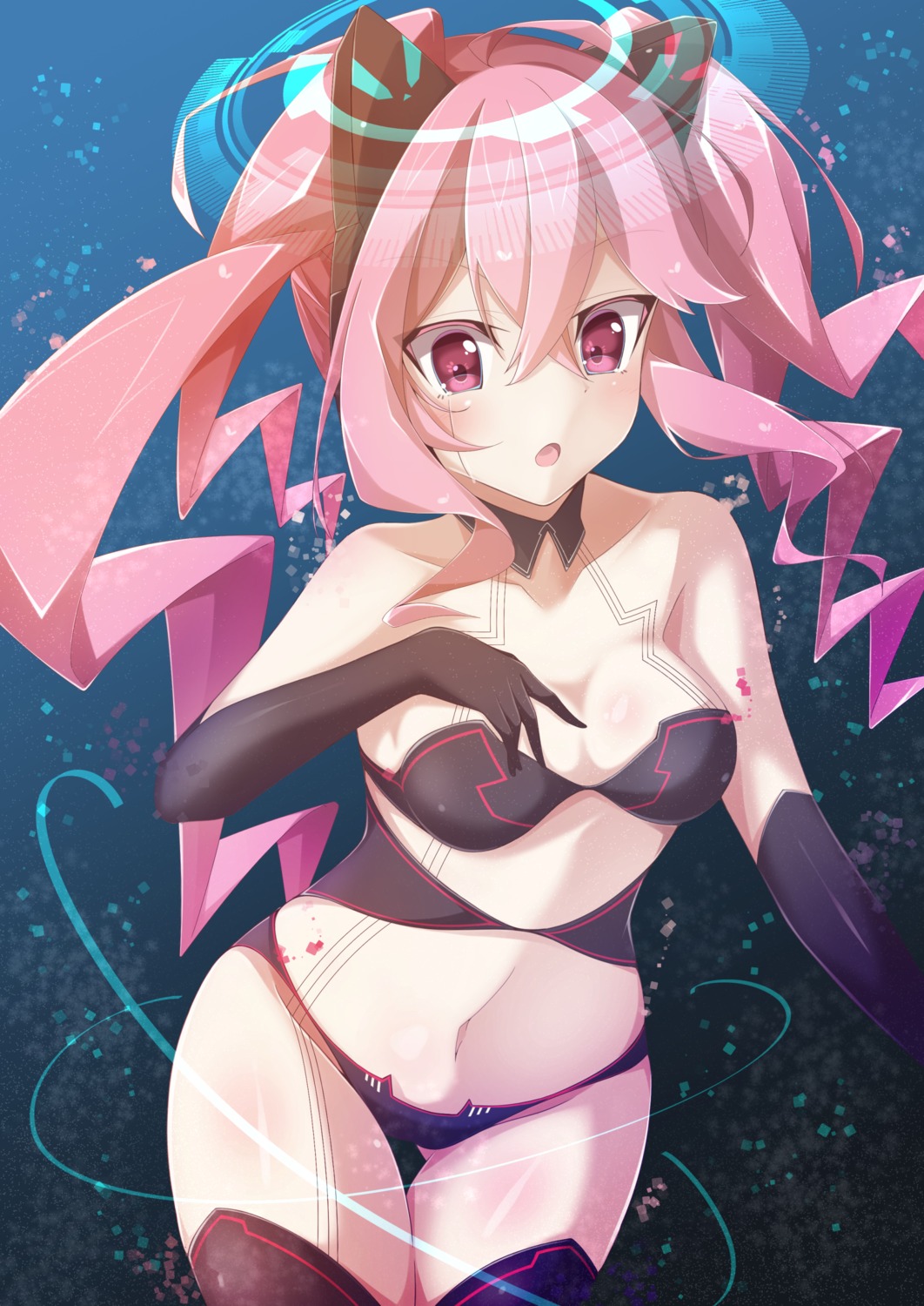 angel animal_ears bikini ex_takehito grace_(sound_voltex) headphones sound_voltex swimsuits tattoo thighhighs