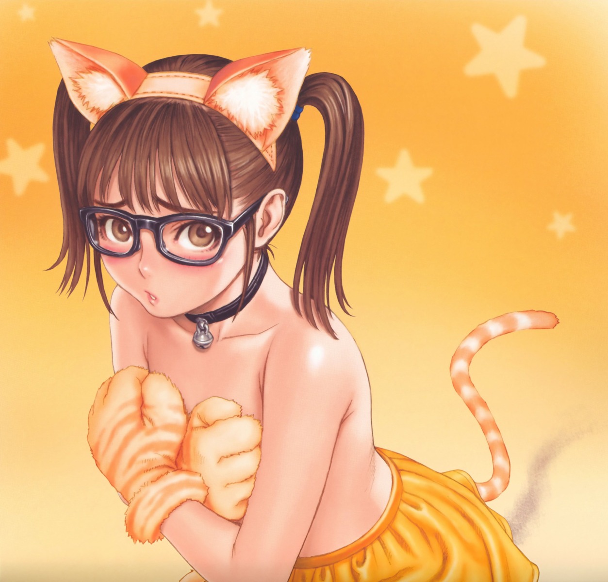 animal_ears breast_hold loli megane nekomimi psikyo tail taisen_hot_gimmick taisen_hot_gimmick_4ever topless tsukasa_jun yasui_setsuna