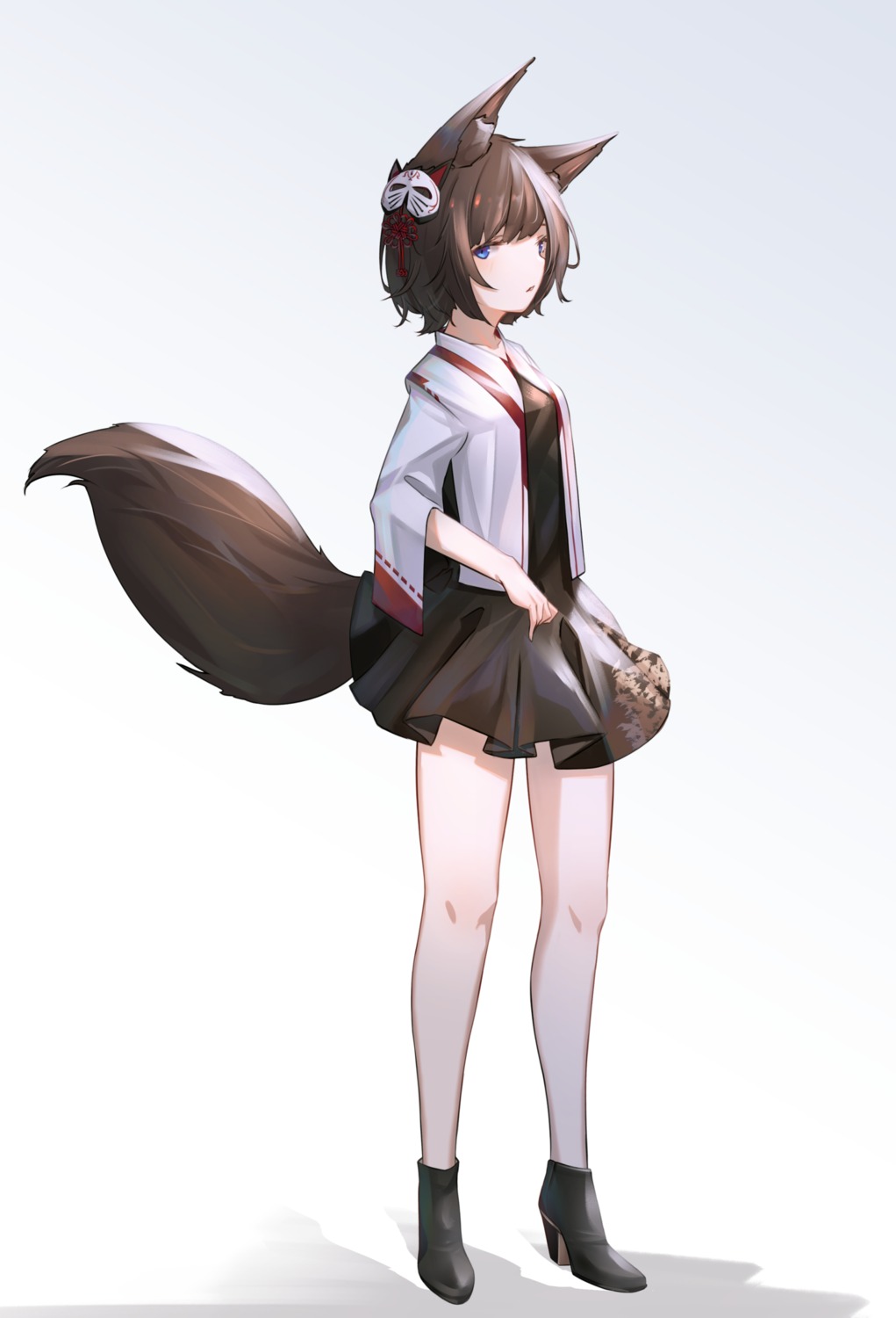 animal_ears heels japanese_clothes ka11_ca kitsune skirt_lift tail