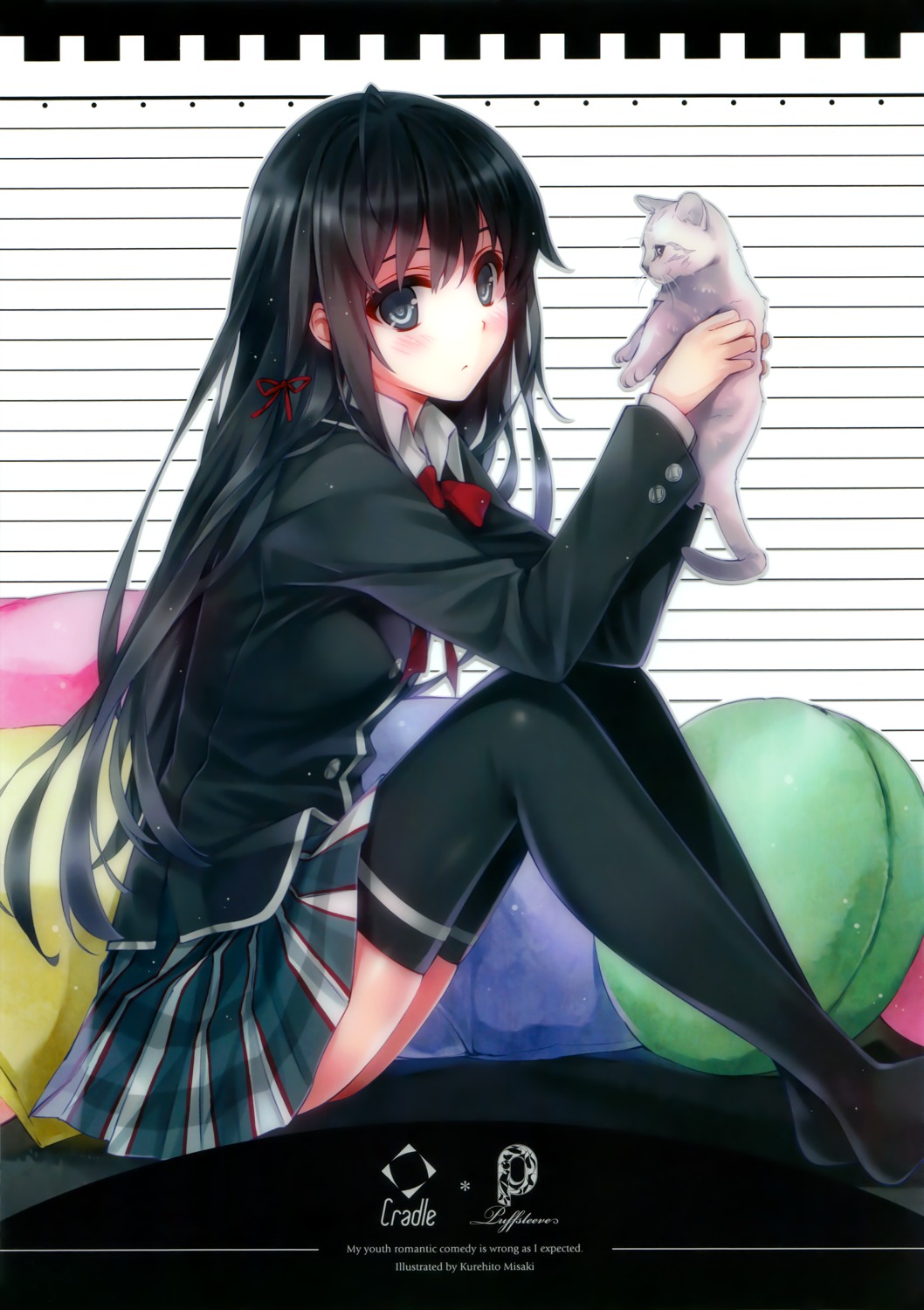 cradle misaki_kurehito neko seifuku thighhighs yahari_ore_no_seishun_lovecome_wa_machigatteiru. yukinoshita_yukino