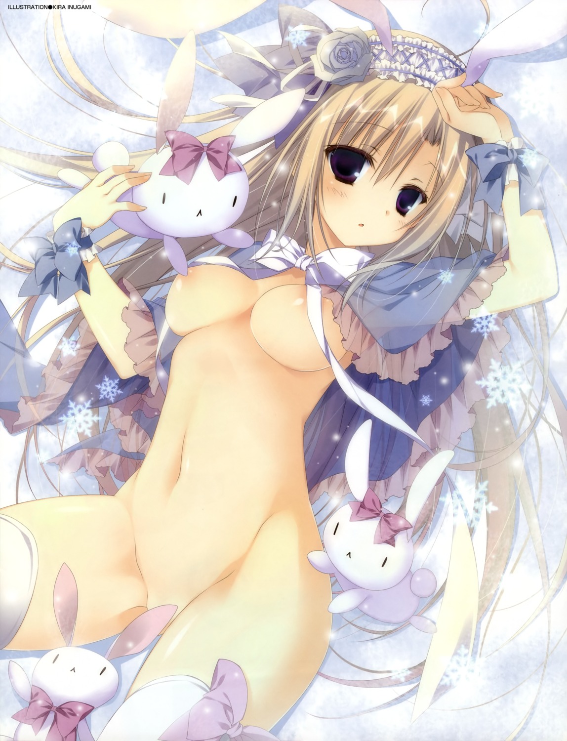 areola bottomless inugami_kira no_bra thighhighs underboob