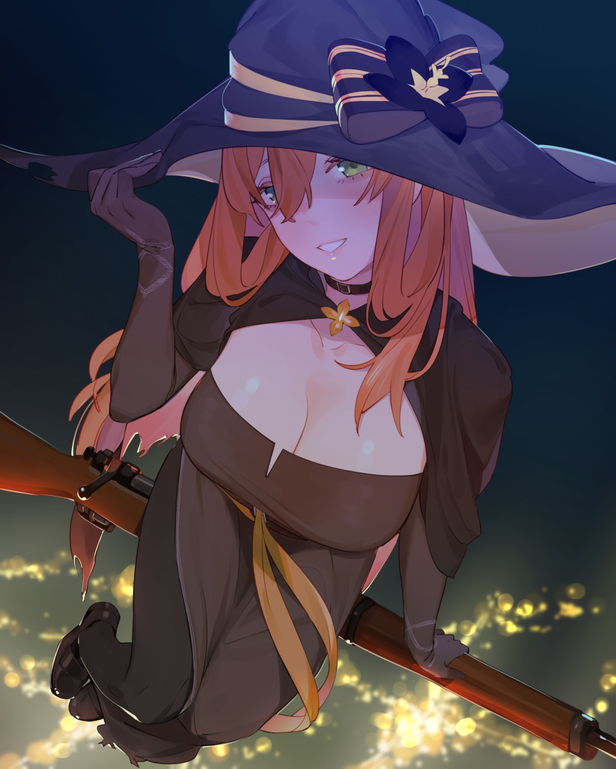 cleavage dress girls_frontline gun halloween juz springfield_(girls_frontline) thighhighs witch