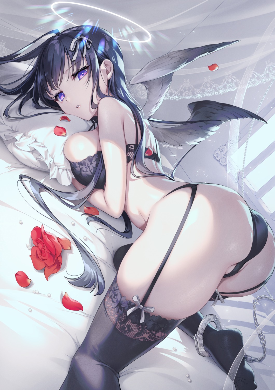 angel ass bondage bra gomashio_ponz pantsu stockings thighhighs thong wings