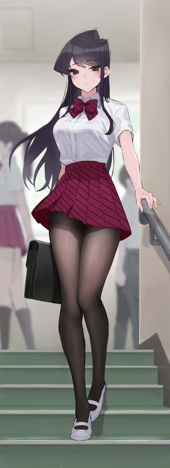 komi-san_wa_komyushou_desu. komi_shouko pantyhose seifuku skirt_lift takita_(takita3411)