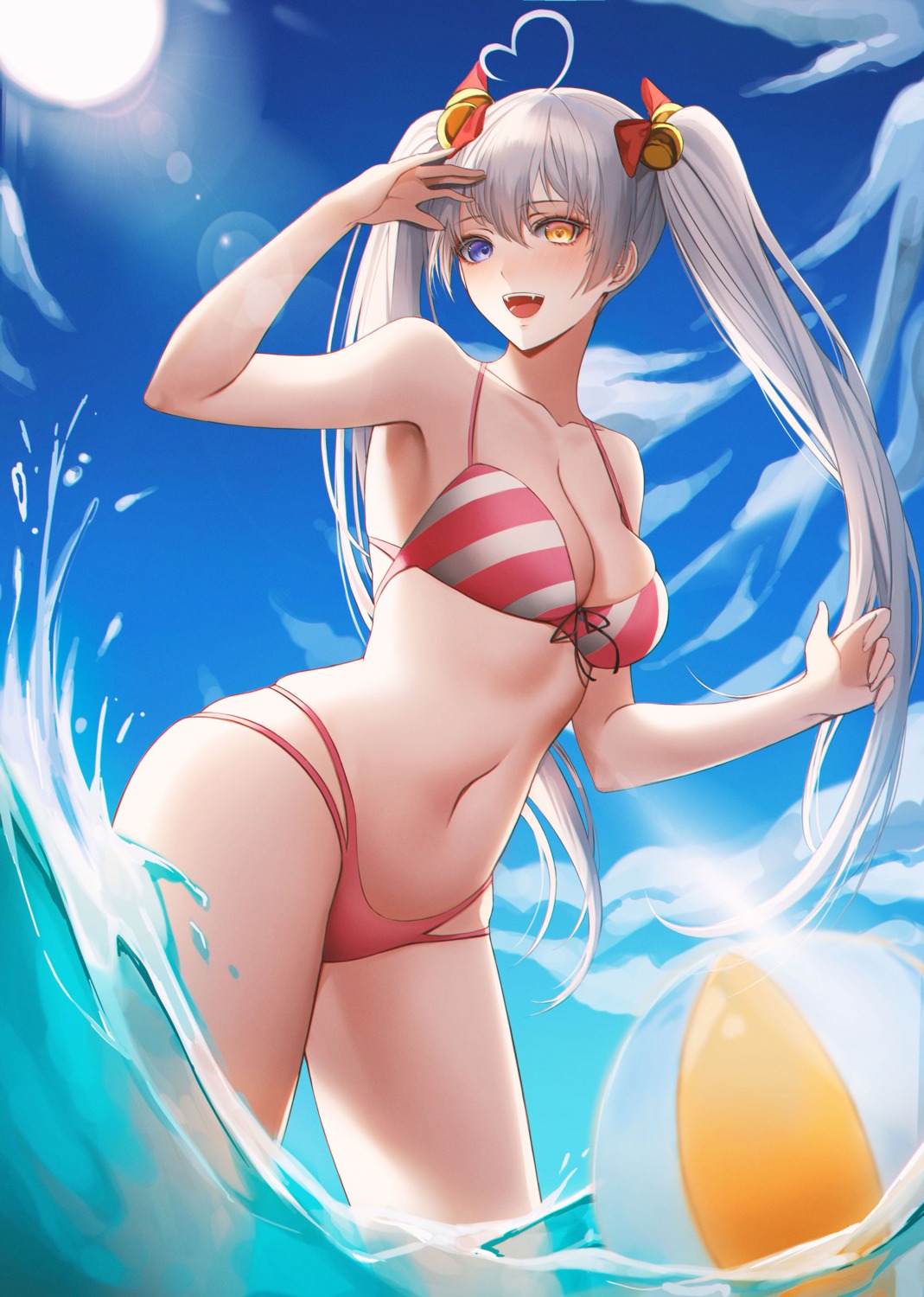 ame_816 bikini heterochromia swimsuits wet