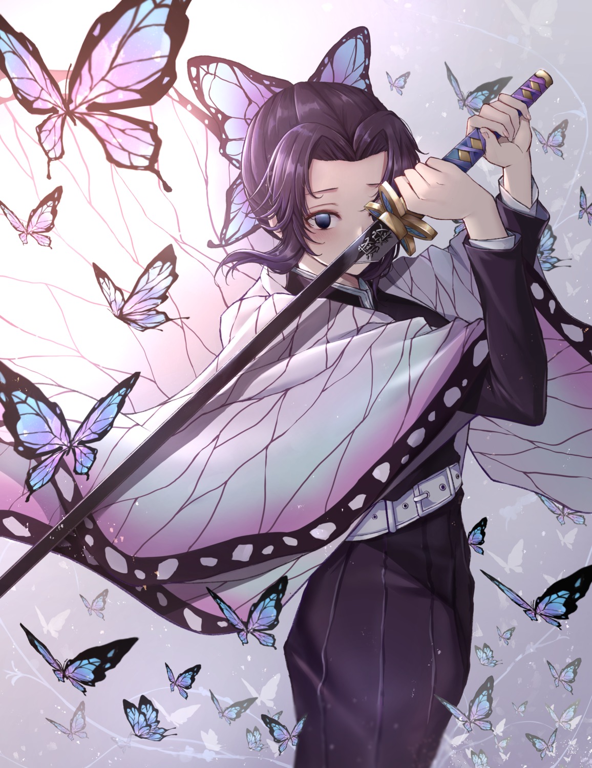 dodon_gadon japanese_clothes kimetsu_no_yaiba kochou_shinobu sword uniform