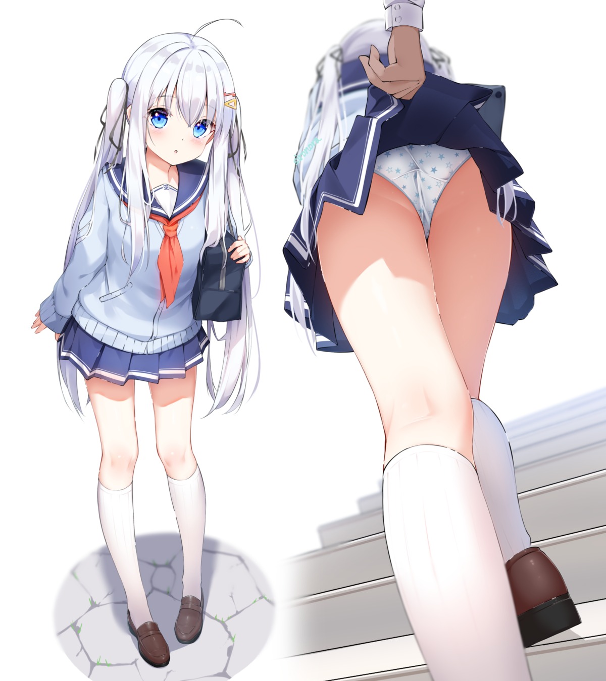 ass loli pantsu seifuku shironora skirt_lift sweater