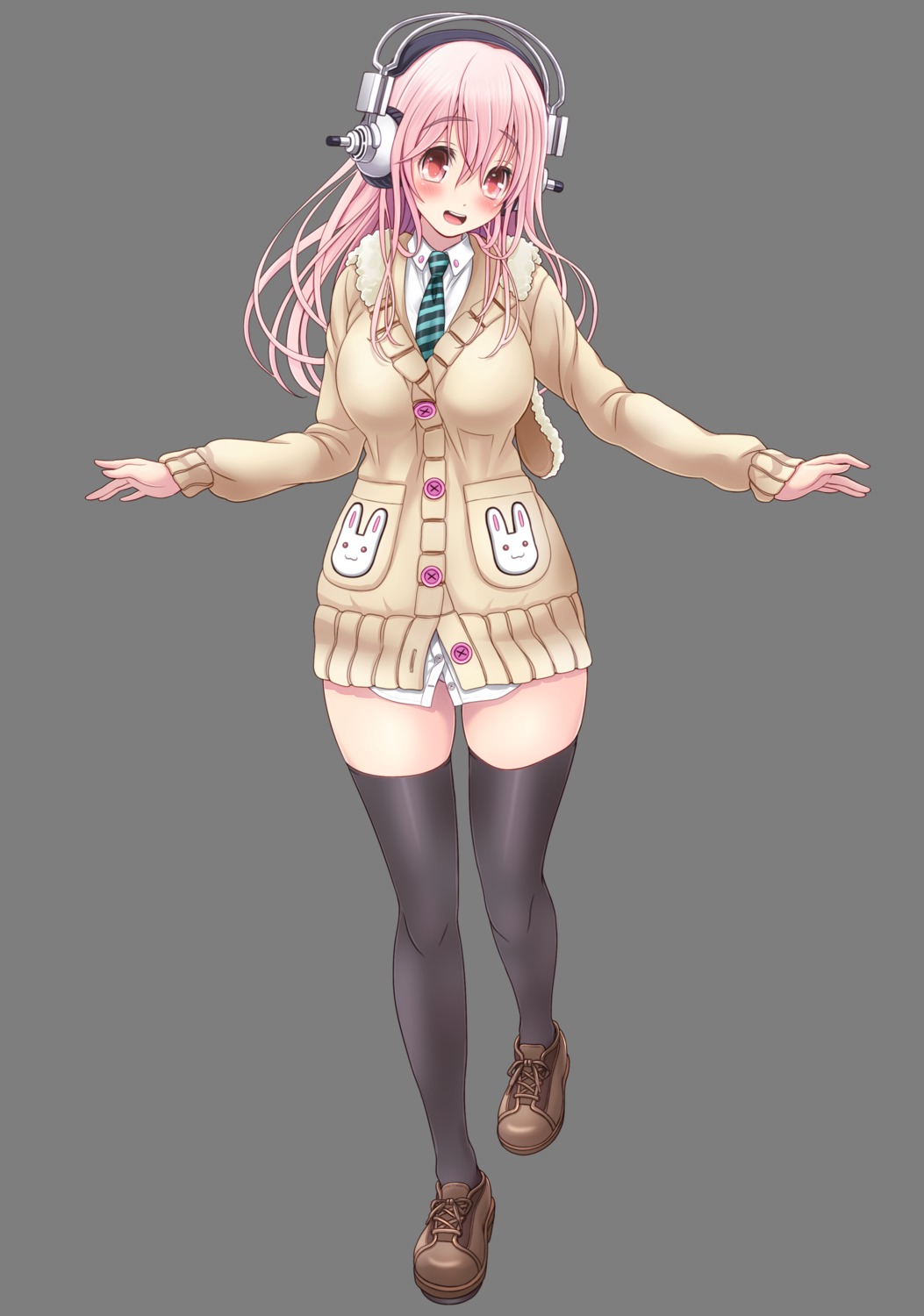 headphones pantsu seifuku sonico super_sonico thighhighs transparent_png v-mag