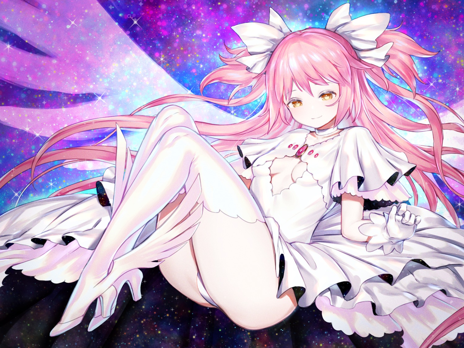 dress heels ie_(_raarami_) kaname_madoka no_bra pantsu puella_magi_madoka_magica skirt_lift thighhighs ultimate_madoka wings