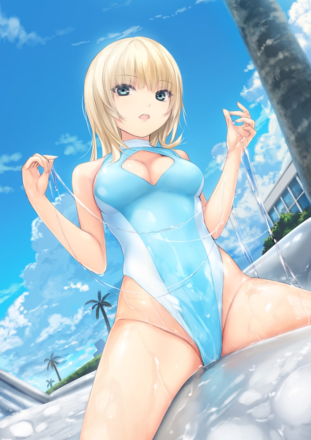 cleavage coffee-kizoku cream swimsuits wet