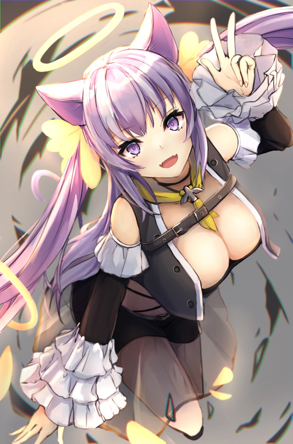 animal_ears kurohikage nekomimi no_bra open_shirt see_through tail