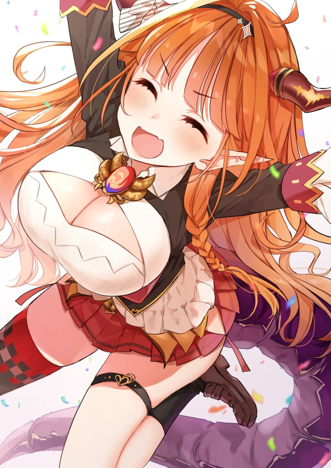 cleavage garter hololive horns kiryuu_coco pointy_ears tagme tail thighhighs