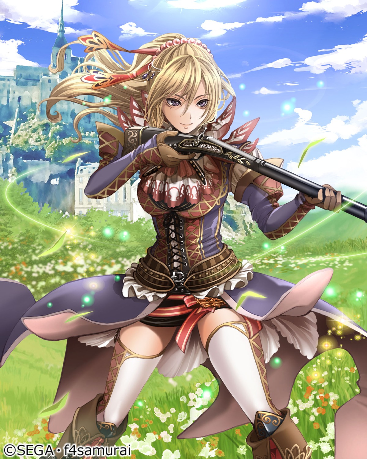 armor gun hortensia_saga sega tagme thighhighs