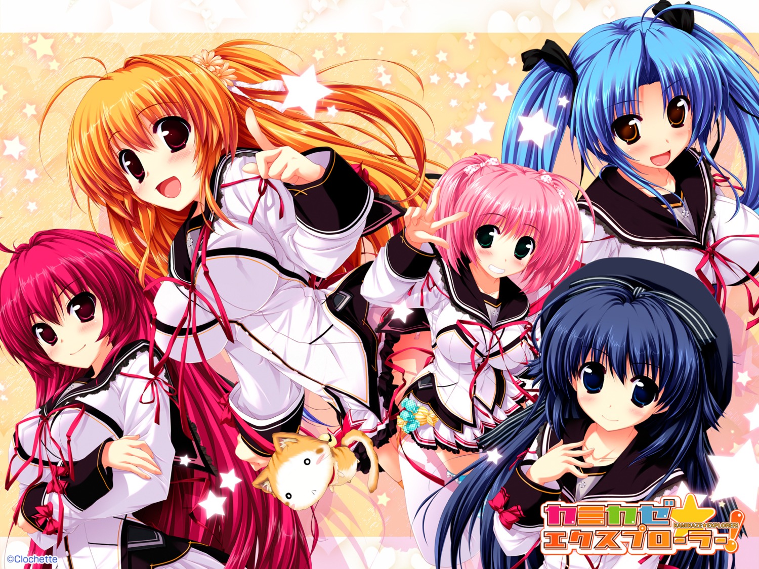 clochette hayase_manami himekawa_fuuka kamikaze_explorer okihara_kotoha oshiki_hitoshi seifuku usami_saori wallpaper yuutenji_mishio