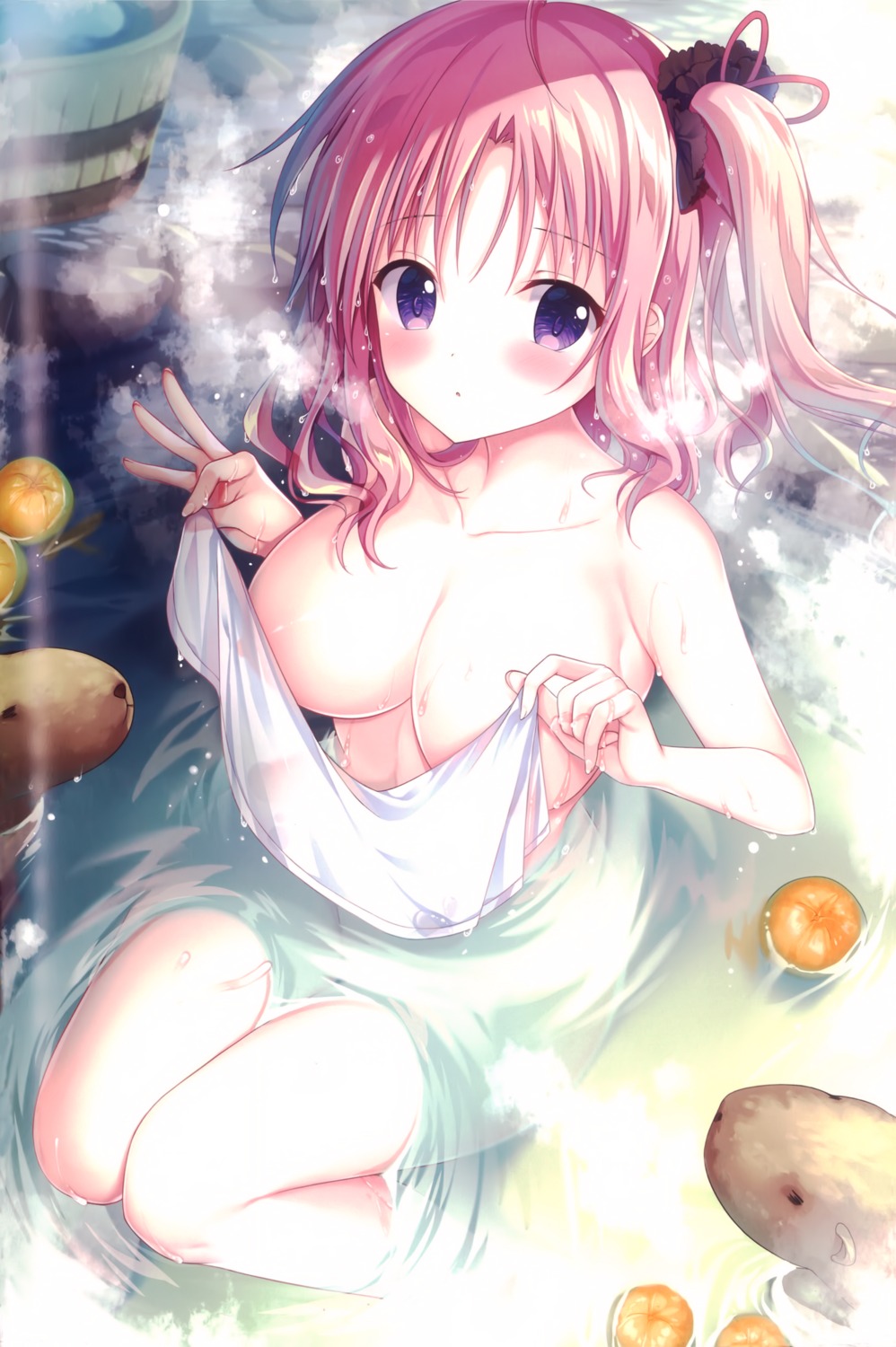 bathing erect_nipples izumi_kaori_(twinbox) naked onsen see_through sousouman towel twinbox_(circle) twinbox_school wet
