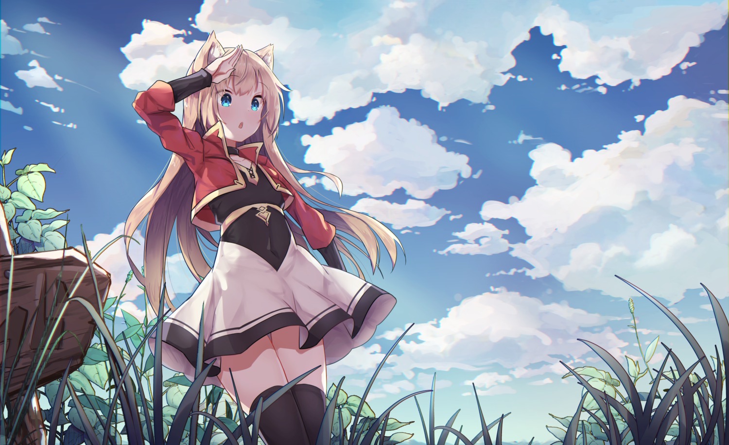 animal_ears chao_ji_da_yu_wan landscape skirt_lift thighhighs