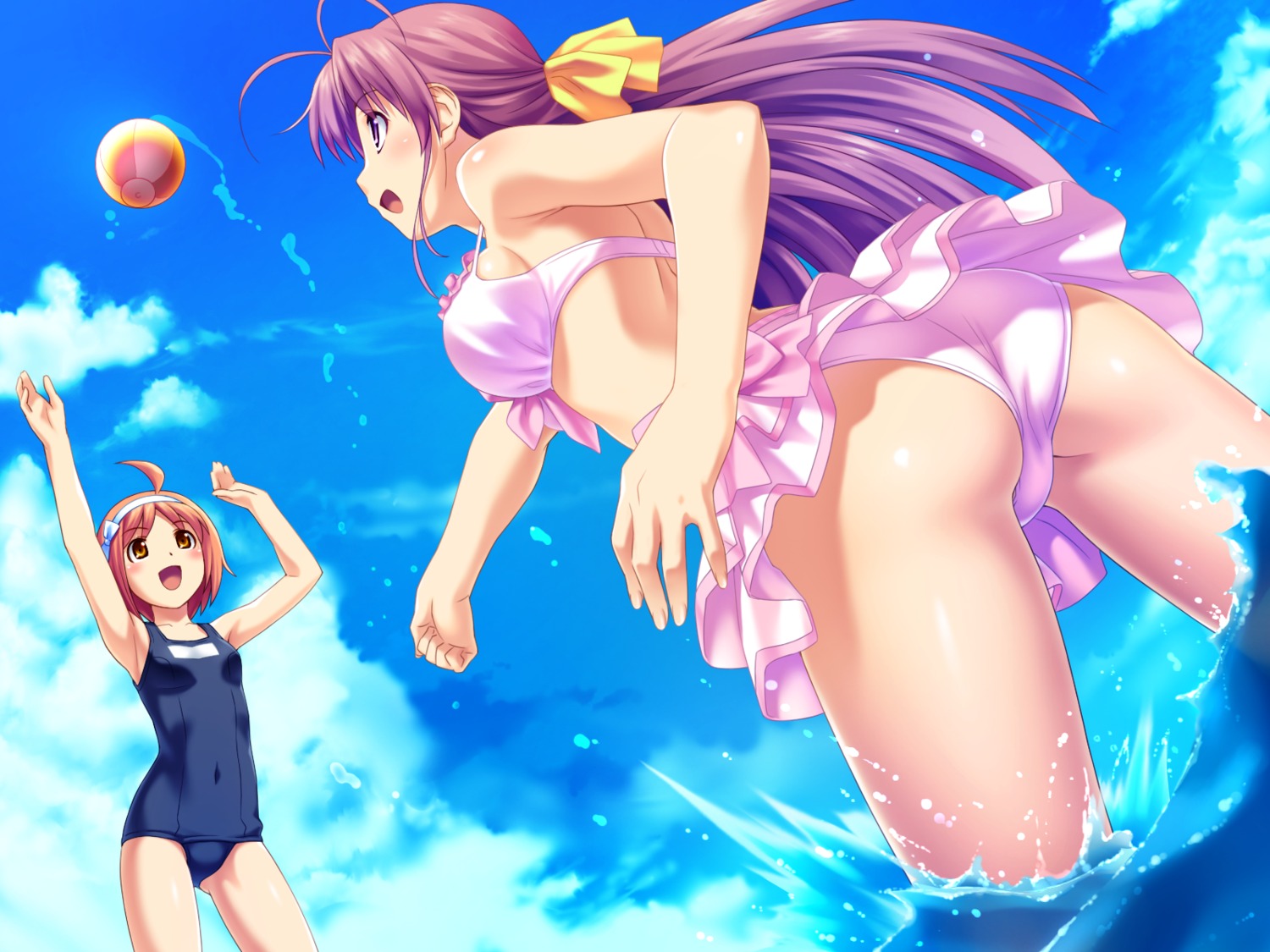 aoi_matsuri ass bikini game_cg koutaro kusakari_natane school_swimsuit swimsuits tropical_kiss twinkle