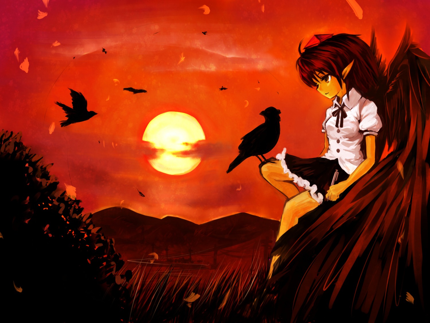 chagu shameimaru_aya touhou wallpaper wings