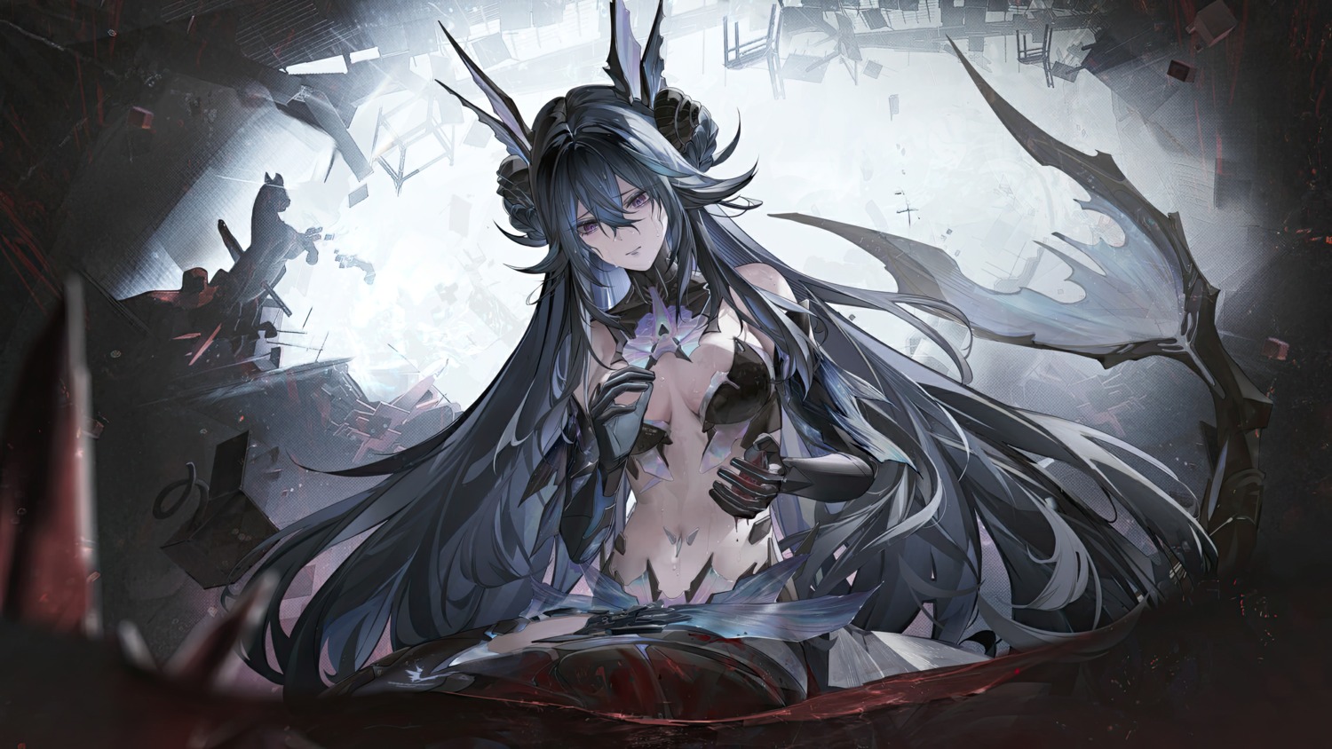 bikini_armor blood lamia_(punishing:_gray_raven) mermaid monster_girl punishing:_gray_raven tail wallpaper wet yanderenasa