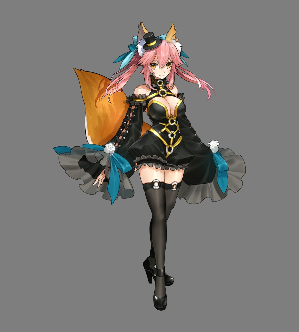 animal_ears cleavage fate/extella fate/extra fate/extra_ccc fate/stay_night heels tail tamamo_no_mae thighhighs transparent_png wada_rco