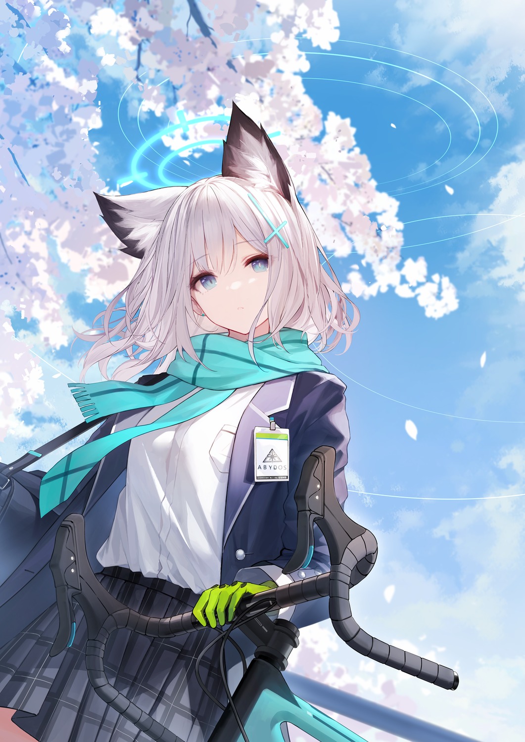 an_yasuri animal_ears blue_archive halo nekomimi seifuku sunaookami_shiroko