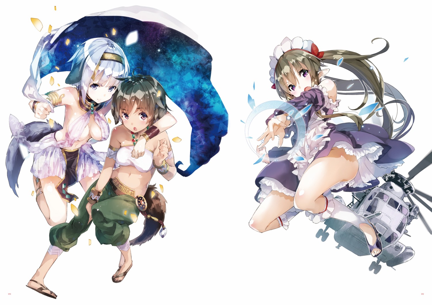 animal_ears digital_version elbia_hanaiman maid myuseru_foaran no_bra outbreak_company pointy_ears tail yuugen