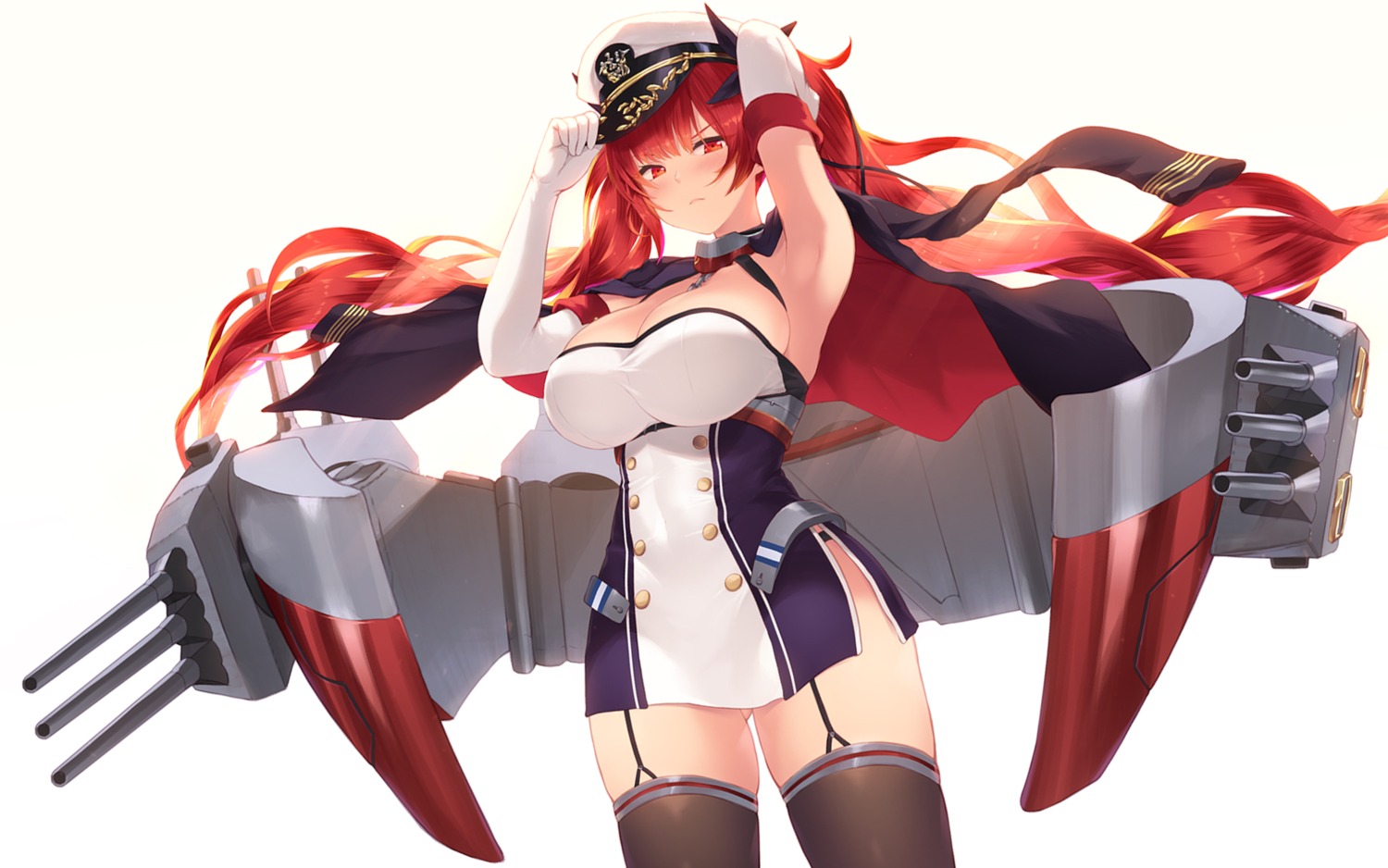 azur_lane cait cleavage honolulu_(azur_lane) stockings thighhighs