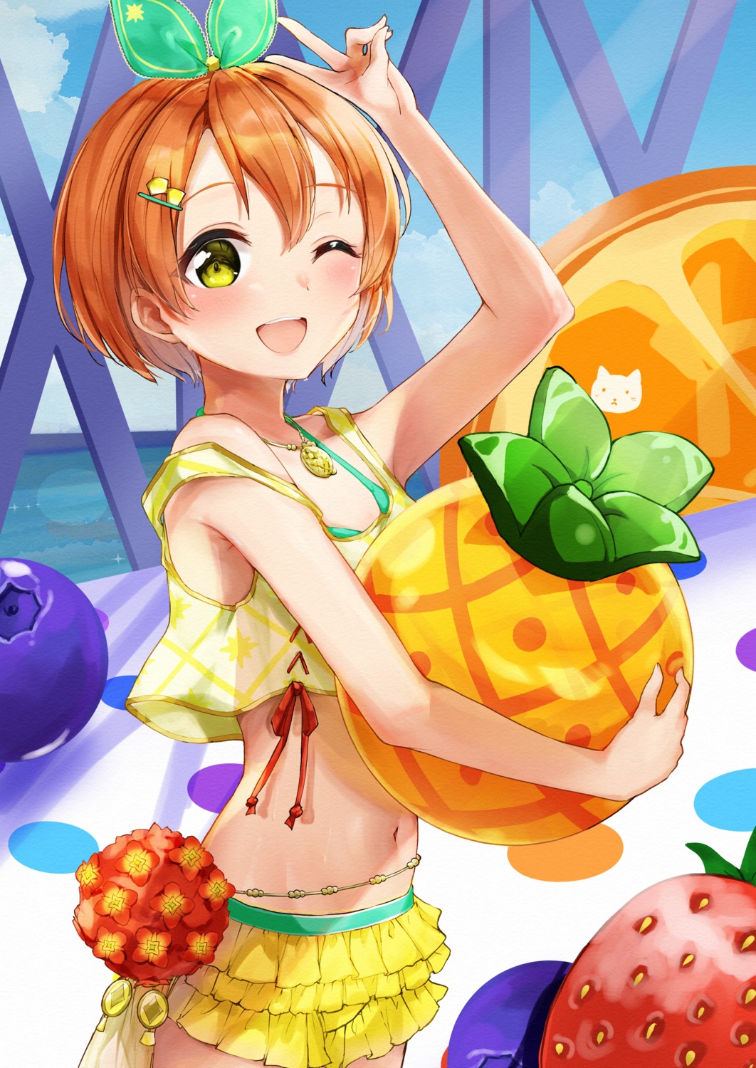 bikini hoshizora_rin love_live! swimsuits wet yoshinon_(yoshinon_kotori)