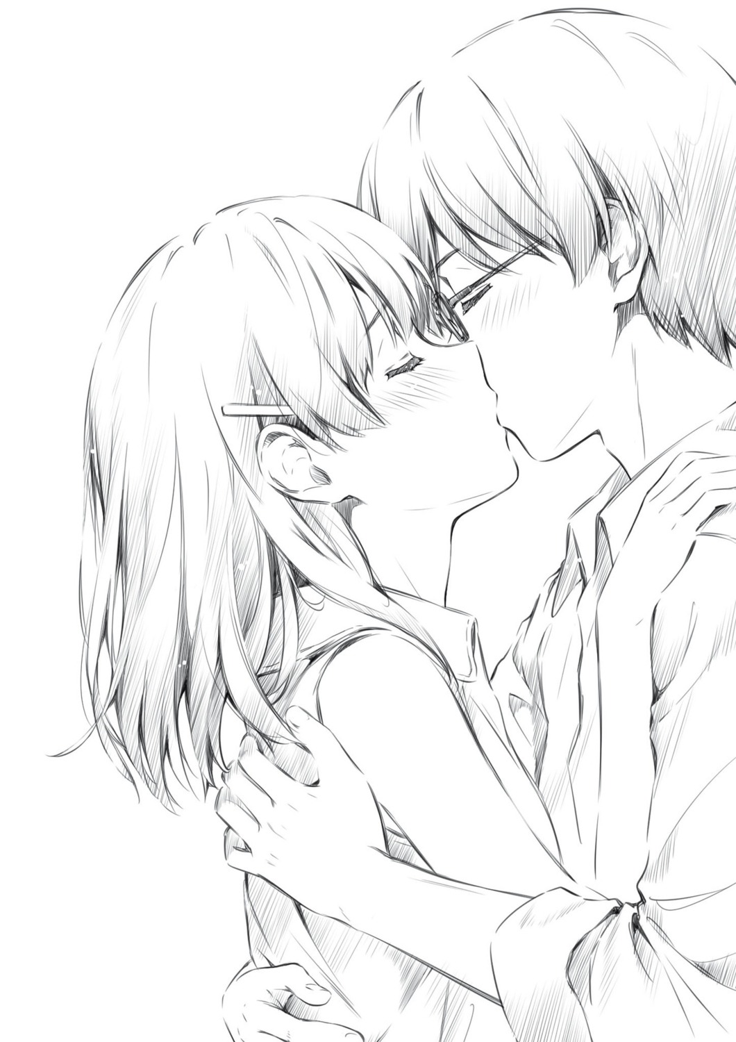 katou_megumi line_art megane misaki_kurehito monochrome saenai_heroine_no_sodatekata