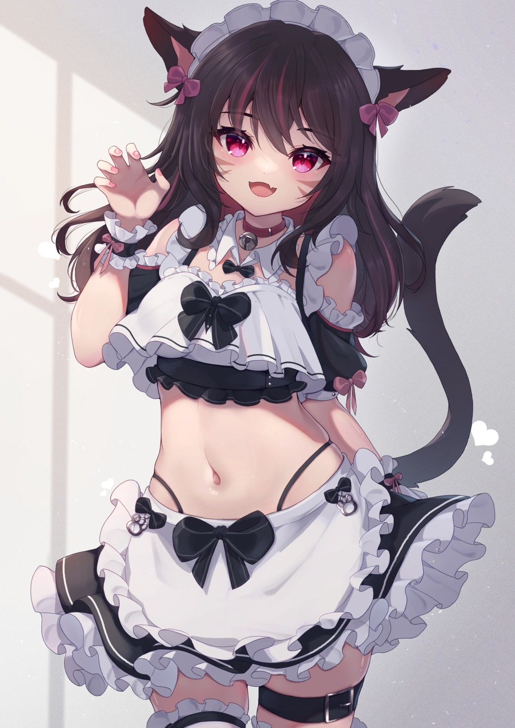 animal_ears garter hinata_(pixiv53862745) maid nekomimi pantsu skirt_lift tail thighhighs